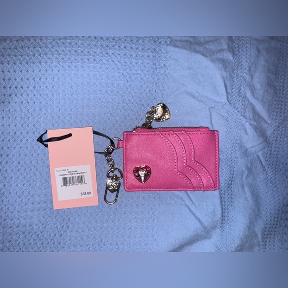 Juicy Couture Pink Key Card Holder with Heart Charm - Picture 2 of 3